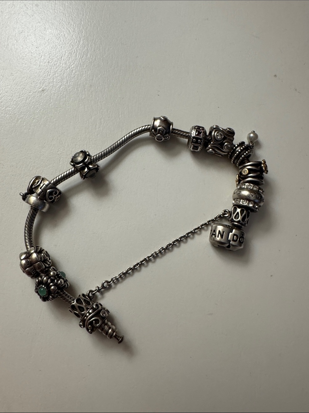 Pandora Sterling Silver Charm Bracelet Retired Charms